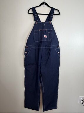 NWT Round House Bib Overalls Mens Size 42x30 Dark Wash Button Fly